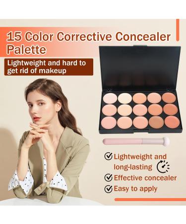 15 Colors Correcting Concealer Palette with Brush Colors Corrector Palettes Long Lasting Moisturizing Cream Contour Makeup Palette - Buy Online on SooperMarket.com