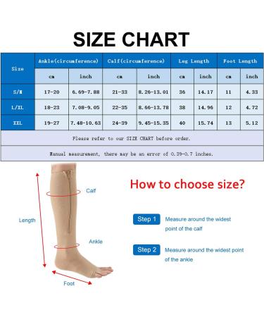 3 Pairs Zipper Compression Socks for Women - Open Toe Toeless Knee High Support Stockings (Black Brown Gray) - L/XL - Easy On & International Shipping - Buy Online on SooperMarket.com