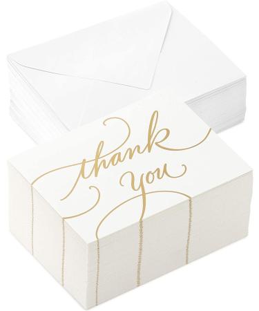 Gold Foil Script Hallmark Wedding Baby Shower Bridal Shower Thank You Cards - 100 Notes and Envelopes - Buy Online on SooperMarket.com