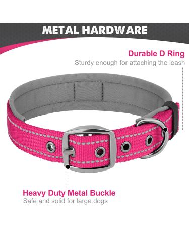 Joytale Softly Padded Neoprene Dog Collar for Medium Dogs - Reflective Wide Nylon Collar in Bright Pink (1 Pack) - International Shipping Available - Buy Online on SooperMarket.com