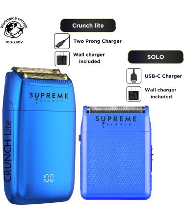 Supreme Trimmer Crunch Lite & Solo Foil Shaver Kit - Pro Barber Electric Foil Razor STF600 & STF101 Set | Blue - International Shipping Available - Buy Online on SooperMarket.com