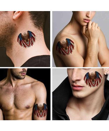 Dopetattoo America Flag 6 Sheets Temporary Tattoos - Eagle and July 4th Independence Day Design for Men and Women - Buy Online on SooperMarket.com