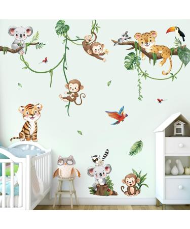 Decalmile Jungle Animal Tree Branch Wall Decals - Safari Animals Wall Stickers for Baby Nursery and Kids Bedroom Decor - Buy Online on SooperMarket.com