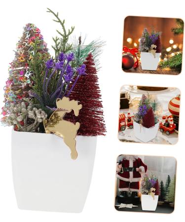 HOMSFOU 5pcs Christmas Simulation Potted Plant Tiny Christmas Tree Christmas Pine Tree Artificial Plant for Desk Decor Fake Plant Christmas Plant Decoration Small Plant Plastic Office Mini Goldenx5pcs 21X11cmx5pcs - Buy Online on SooperMarket.com