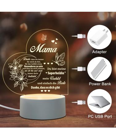 Personalized Juratar Mother's Day Gift | LED Night Lamp for Mom by Daughter & Son | Unique Birthday Gift Idea for Mama (Heart) - Buy Online on SooperMarket.com
