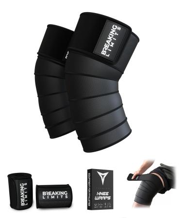 Breaking Limits Kniebandage strength sport - knee tandages for powerlifting gym strength training and bodybuilding - Knee Sleeves Wraps 200cm (couple)