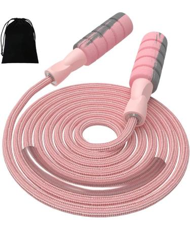 FITMYFAVO Jump Rope Cotton Adjustable Skipping Weighted jumprope for Women，Adult and Children Athletic Fitness Exercise Jumping Rope (Pink)