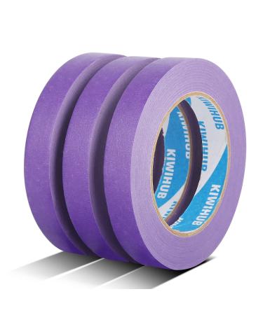 KIWIHUB Purple Painters Tape 0.7 x 60 Yards x 3 Rolls (180 Yards Total) - Medium Adhesive Masking Tape for Painting Labeling DIY Crafting Decoration and School Projects 0.7  60 yards Purple