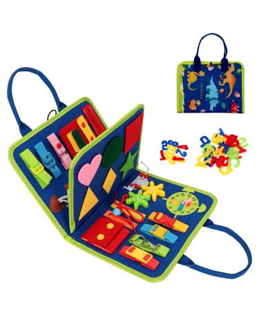 Oderra Busy Board Activity Board for Children Montessori Toys Early Pedagogical Educational Toys For Fine Motorism for Small Children Learn Basic Life Clothing Skillers Motor Show MLB-SZZM Blue