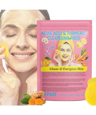 40 Pads Turmeric Cleansing Pads Kojic Acid and Turmeric Cleansing Pads Turmeric Kojic Acid Cleansing Pads Gentle & Non-Irritating for Face and Body Kojic Acid Cleansing Pads yellow