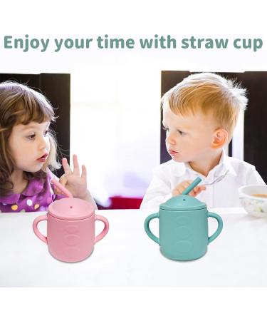 Adocham Silicone Baby Cup with Straw & Handles | BPA-Free Toddler Sippy Training Cup 5oz (Cyan) - Buy Online on SooperMarket.com