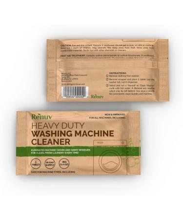 Renuv Washing Machine Cleaner Tablets - 40g Eco-Friendly Solution for Front Load, Top Load, HE Machines - Deep Cleans and Dissolves Slowly for Maximum Effect - Buy Online on SooperMarket.com