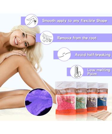 Hard Wax Beads 4 X 100G Painless Hard Wax Beans with 10 Applicators Professional Wax Beads for Eyebrow Armpit Bikini Back Chest Legs Painless Hair Removal 4 Packs Wax - Buy Online on SooperMarket.com