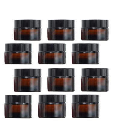 Tokincen 12 pieces 15ml 20ml amber glass empty can cream can empty can Refillable container brown glass container with lid and liner clear cremation for lotion cream mini candles cosmetics style A 12PCS-15ML 20ml