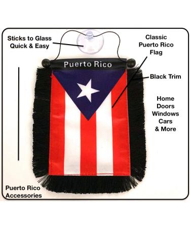 Puerto Rico Car Flag Decals - Quality Mini Banner for Windows - Puerto Rican PR Home Accessories - Ideal Car Flag Accessory for Men and Women - Buy Online on SooperMarket.com
