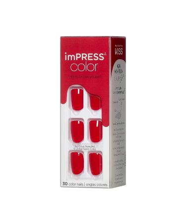 KISS imPRESS Reddy or Not Short Length Press-On Nails w/ PureFit Technology - Includes Prep Pad, Mini Nail File, Cuticle Stick - 30 Fake Nails - Buy Online on SooperMarket.com