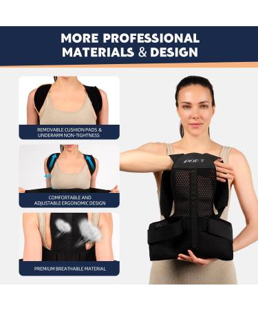 AOFITBRACE Back Brace Posture Corrector for Women and Men Breathable Adjustable Full Back Straightener for Upper Lower Medium Black - Buy Online on SooperMarket.com