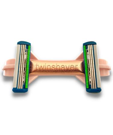 Twinshaver wet razor + 4 razor blades cut protection & 80% time savings safety razor for legs & body women (pink) pink ros