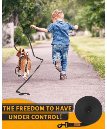 Looxmeer Robust Dog Leash Training Line - 3m Black Tow Lines for Dogs with Storage Bag Hand Loop & D-Carabiner | International Shipping - Buy Online on SooperMarket.com