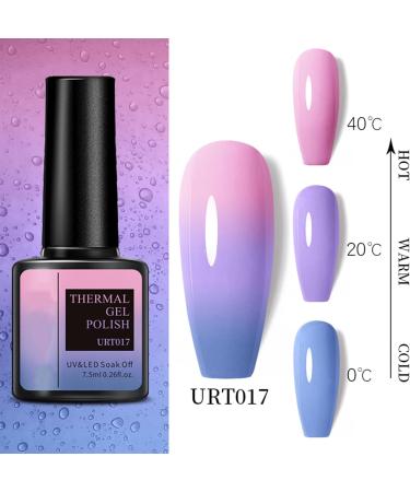 Colour Changing UV Gel Nail Polish Black - 7.5 ml Temperature Colour Changing Gel Nail Polish Soak Off UV LED Nail Art Gel Polish - Purple Pink (17) - Buy Online on SooperMarket.com