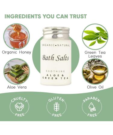 Soothing Aloe and Green Tea Bath Salts - 1.2 oz Single Use Travel Size Jar (Case of 50) - Buy Online on SooperMarket.com