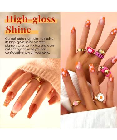 Beetles 20 Pcs Gel Nail Polishes Set with Glossy Matte Top/Base Coat - Maroon Gold Yellow Red Glitter Soak Off Varnish for Manicure and DIY Nail Art - Fall Harvest Collection - Buy Online on SooperMarket.com