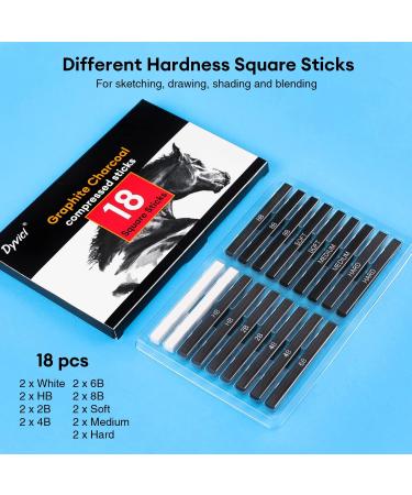 Dyvicl Compressed Graphite Charcoal Sticks - Pack of 18 for Sketching, Drawing, Shading & Blending - Buy Online on SooperMarket.com