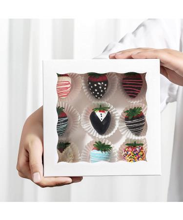 RomanticBaking 24 Pack Bakery Boxes (Set of 24) - White Chocolate Covered Strawberries & Cookies Boxes (7x7x2.5) - Buy Online on SooperMarket.com