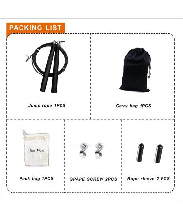 Adjustable Speed Jump Rope with Aluminum Handles - Ideal for Fitness Training and Boxing - Suitable for Kids and Adults - Black - Buy Online on SooperMarket.com