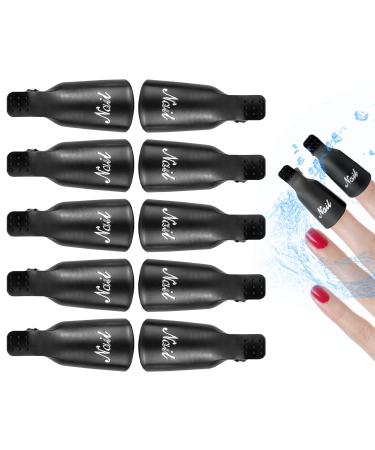Hanyousheng Nail Clips Acrylic Nail Remover 10 Pcs Nail Polish Remover Clips Nails Art Gel Cap Soak Off Clip UV Gel Shellac Varnish Manicure Acrylic Nails Wrap Tool Black
