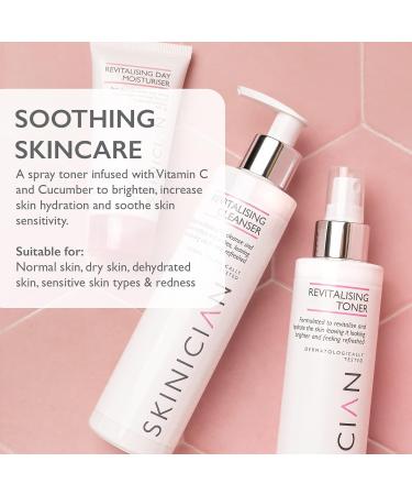 SKINICIAN Revitalising Toner - Hydrating Toner for Brighter Looking Skin - Facial Toner with Soothing Cucumber & Vitamin B5 - Revitalise Skin - Spray Mist Toner - Vegan & Cruelty Free (200ml) - Buy Online on SooperMarket.com