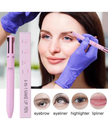 Multi Pencil Makeup Waterproof Multi-Functional Brow | Beauty Product for Women for Travel Comes with Eyeliner Brow Lipliner and Highlighter Puchen Pink - Buy Online on SooperMarket.com