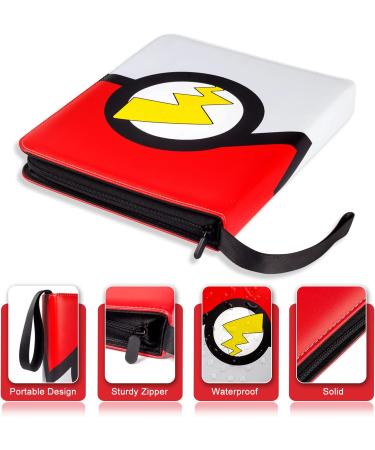 4-Pocket Trading Card Binder with 50 Removable Sheets - Holds 400 Cards - Yugioh, MTG, TCG - Card Collector Album Folder - Zipper Closure - Red/White - Perfect Toy Gift for Boys and Girls - Buy Online on SooperMarket.com
