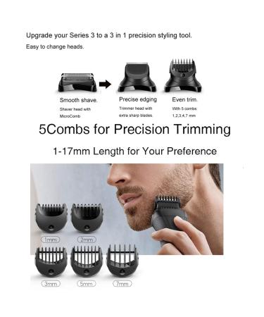 Ankroyu Shaving Head with 5 Attachments - Compatible with Braun Series 3 Beard & Hair Trimmer - Buy Online on SooperMarket.com