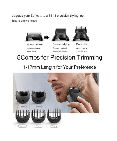 Electric Shaver Trimmer Head & 5-Piece Guide Comb Set for Series 3 - International Shipping Available - Buy Online on SooperMarket.com