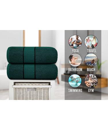 Fluffy 100% Cotton Dark Green Bath Sheets Set of 2 - Eco-Friendly, Super Soft & Highly Absorbent - Oeko-Tex Certified - 34 x 66 Inches - Buy Online on SooperMarket.com