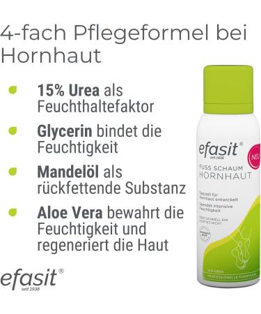 Efasit Foot Foam Cream - 125ml Moisturizing Care with Urea & Almond Oil for Diabetics - Eco-Friendly No Microplastics or Dyes - Buy Online on SooperMarket.com
