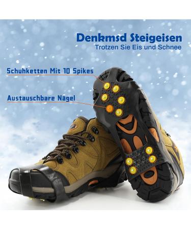 Premium 10-Spike Shoe Crampons - Anti-Slide Winter Chains for Outdoor Sports & Mountaineering (Size 31-36) - Buy Online on SooperMarket.com