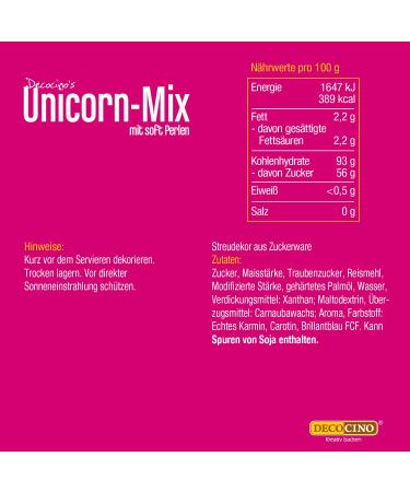 Decocino Unicorn Mix - 90g Sugar Pearls & Streukonfetti for Cake Muffins & Fondant Decoration - Buy Online on SooperMarket.com