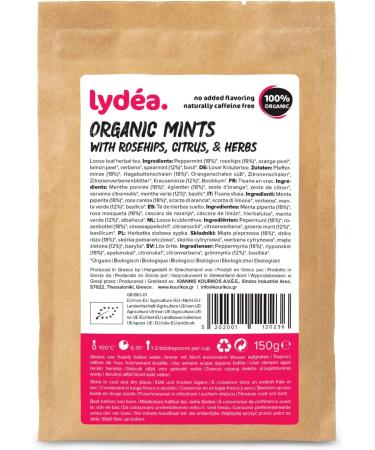 Lydea Organic Mints Rosehips Citrus & Herbs - Loose Leaf Herbal Tea for Relaxation and Stress Relief Naturally Caffeine-free 150g Sachet - Buy Online on SooperMarket.com