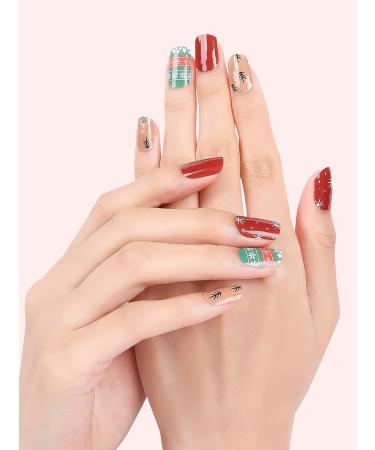 EBANKU Christmas Glitter Gel Nail Polish Strips - Long Lasting, Waterproof Full Wraps Stickers with Nail File & Wipes - UV/LED Lamp Required | SDTRK16 - Buy Online on SooperMarket.com