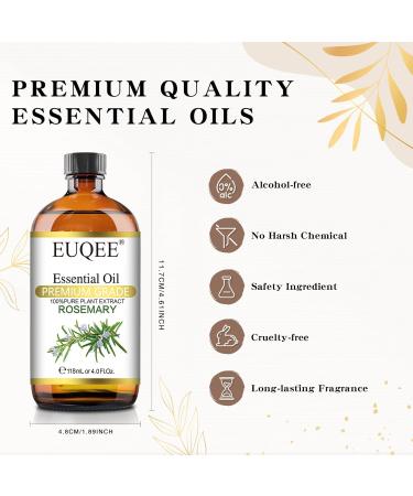 EUQEE Rosemary Essential Oil 118ml Pure Rosemary Oil for Hair Growth Natural Aromatherapy Essential Oil Natural Essential Oils for Diffusers for Home Humidifier Relax Rosemary 118 ml (Pack of 1) - Buy Online on SooperMarket.com