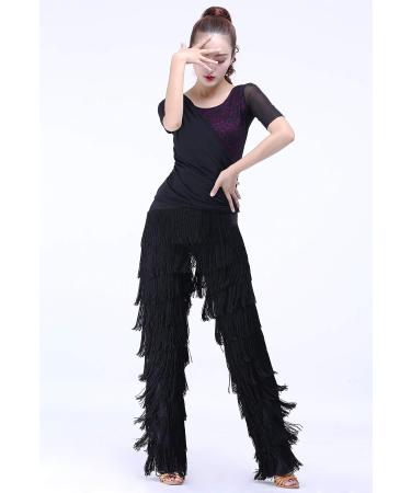 JEZISYMA Women's Tassels Fringe Dance Pants - Medium Black - Buy Online on SooperMarket.com