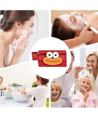 Rolling Toothpaste Squeezer - Cute Smiling Face Tube Squeezer Tool Manual Toothpaste Dispenser Toothpaste Holder Squeezer for Bathroom Restroom Red - Buy Online on SooperMarket.com