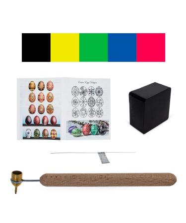 Fine Brass Tip Brass Kistka, Beeswax, 5 Dyes, Cleaning Wire and Instructions Ukrainian Easter Egg Decorating Kit