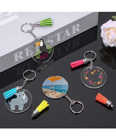 Shynek Acrylic Blank Keychains Set - 200 Clear Keychain Blanks for Vinyl with Tassels, Rings, and Jump Rings - 200 Multicolors - Buy Online on SooperMarket.com