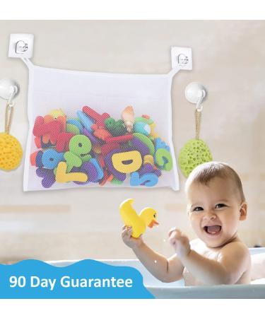 Bath Toy Holder & Organizer - Mesh Bag for Shower & Tub Toys Storage | Kids Bathroom Toy Caddy - Vanilla - Buy Online on SooperMarket.com