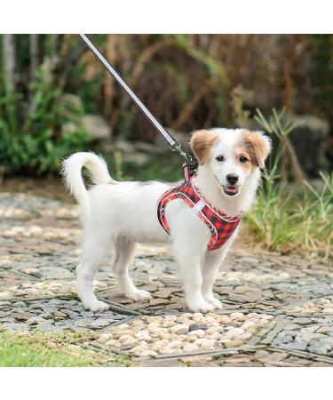 Adjustable Reflective Dog Harness for Small Dogs - Breathable Anti-Train Plaid Red - Perfect for Walking & Training - Buy Online on SooperMarket.com