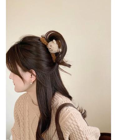 3 Pcs 4.72 Inch Large Plush Bear Hair Claw Clips - Cute & Strong Hold Hairpins for Women and Girls - Stylish Hair Accessories for Thick and Thin Hair - Buy Online on SooperMarket.com
