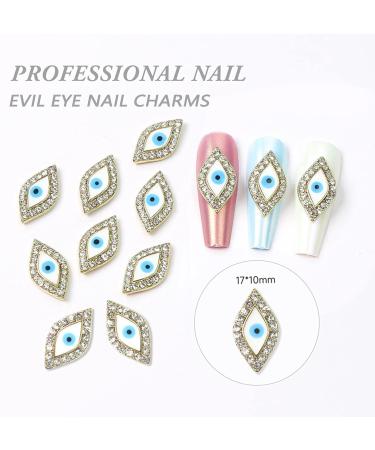 10 PCS 3D Evil Eye Nail Charms - Metal Decorations for DIY Crafts and Nail Art - Buy Online on SooperMarket.com